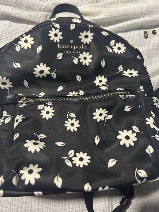 Kate Spade Black Floral Mini Backpack with White Daisies LIKE NEW Nylon main image 7